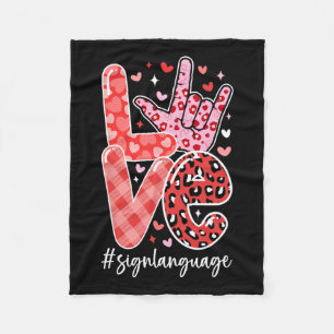 I Love You Sign Language Asl Valentine's Day Deaf  Fleece Blanket