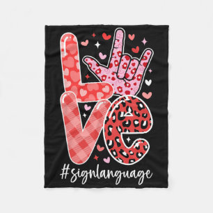 I Love You Sign Language Asl Valentine's Day Deaf  Fleece Blanket