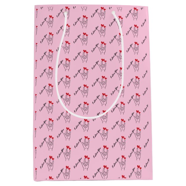 I Love You Sign Language - Deaf Awareness Medium Gift Bag (Front)