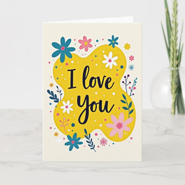 I Love You Simple Flower Card (Front)