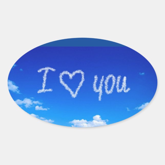 "I Love You" sky writing, Oval Sticker (Front)