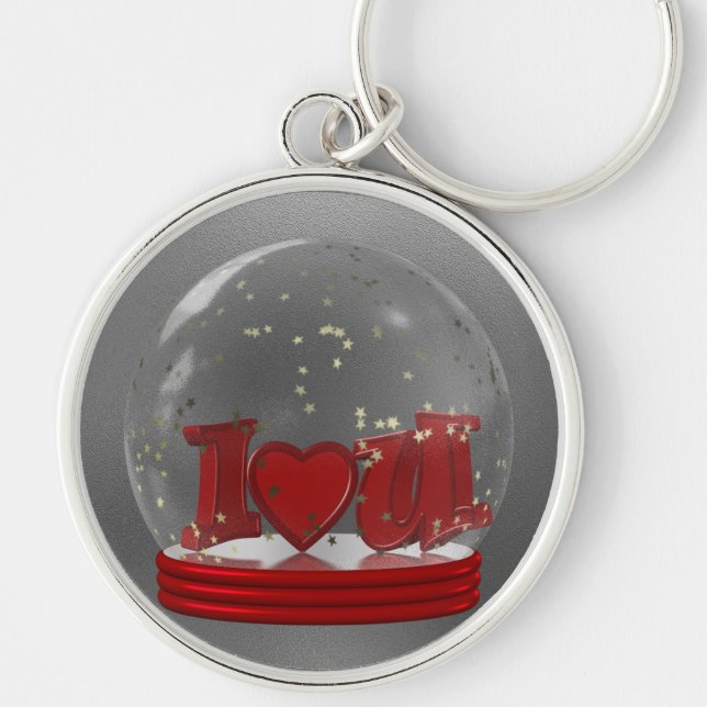 I Love You Snow Globe Keychain (Front)
