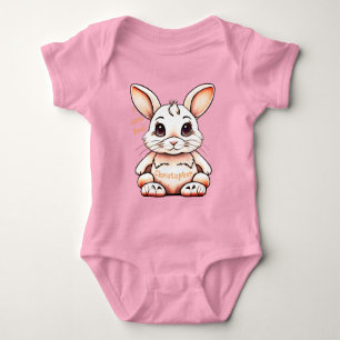 I Love You Snuggle Bunny Pastel Peach Cute Drawing Baby Bodysuit