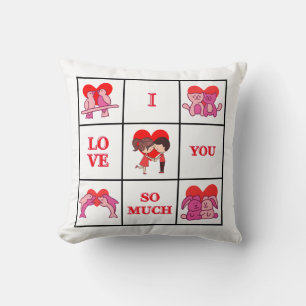 I Love You So Much Cute Couple Throw Pillow