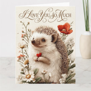I Love You So Much: Hedgehog Heart Design Card