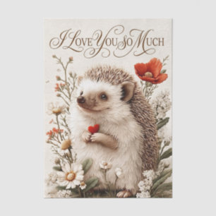 I Love You So Much: Hedgehog Heart Design Tissue Paper