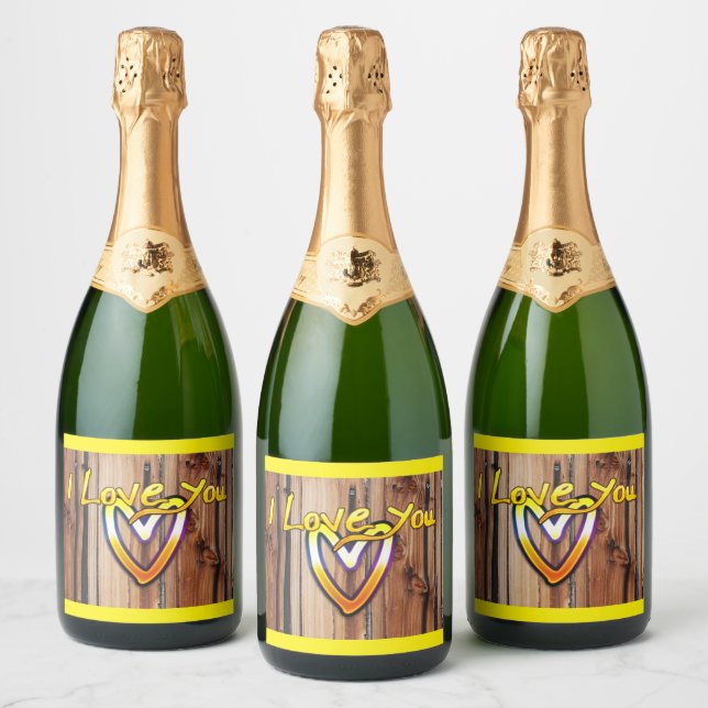 I Love You Sparkling Wine Label (Bottles)