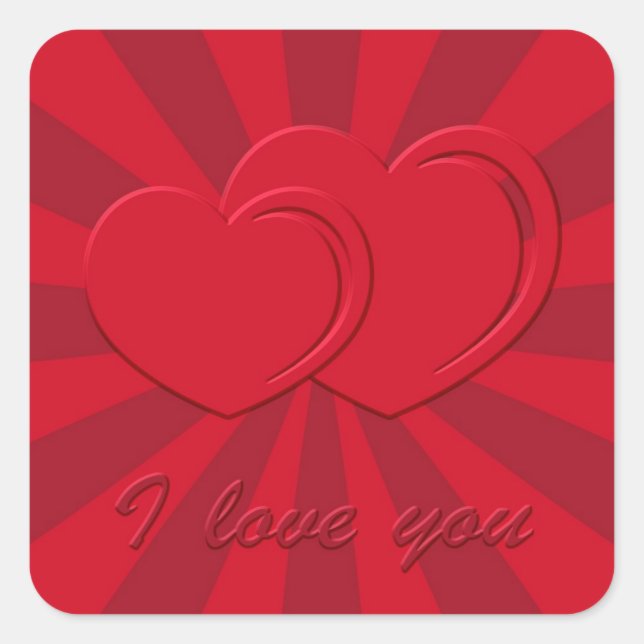 I love you square sticker (Front)