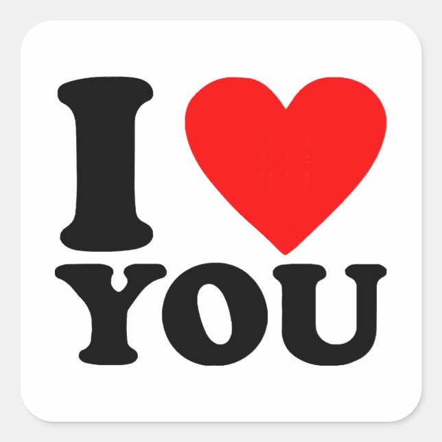I Love You Square Sticker (Front)