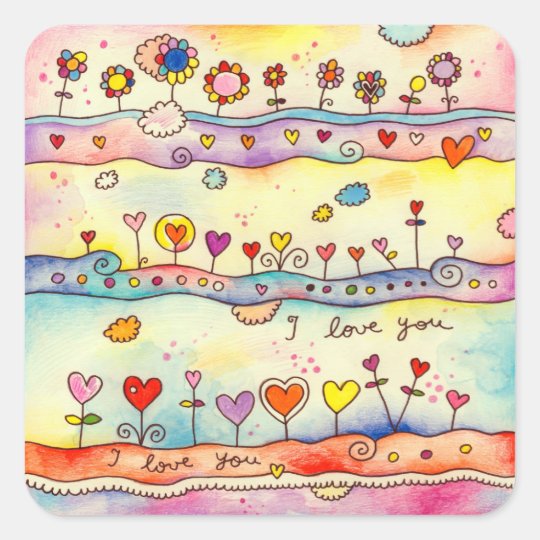 I Love You Square Sticker