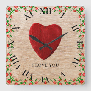 I love you square wall clock