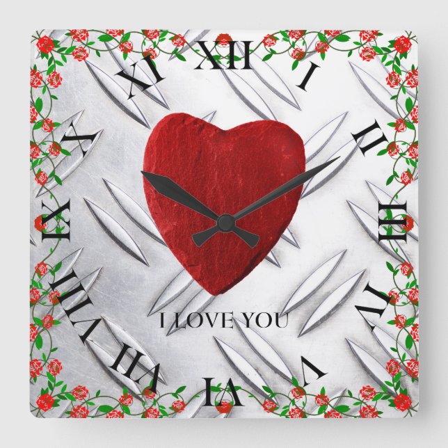 I love you square wall clock (Front)