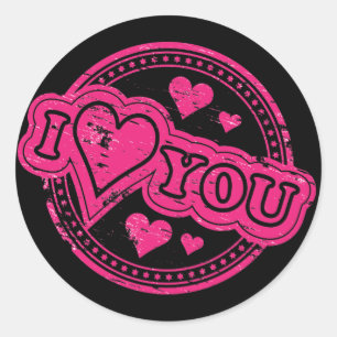 I Love You Stamp Classic Round Sticker