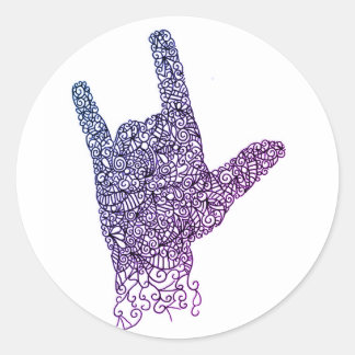"I Love You" Stickers American Sign Language Round