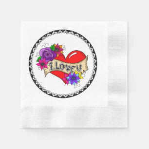 I Love You   Street Art Graffiti Urban Heart   Napkin