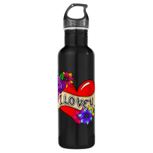 I Love You   Street Art Urban Heart    710 Ml Water Bottle