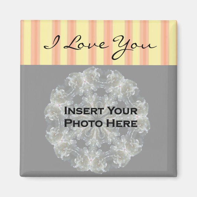 I Love You Stripes Customizable Photo Magnet (Front)