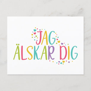 I love you swedish jag alskar dig rainbow postcard