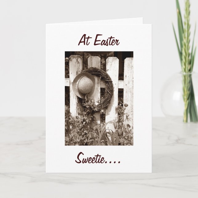 I LOVE "YOU" SWEETIE AT EASTER-GARDEN STYLE HOLIDAY CARD (Front)
