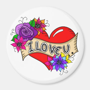 I Love You   Tattoo Heart Art Personalized  Magnet