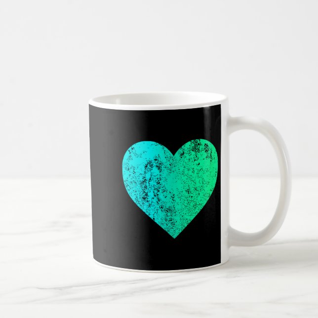 I Love You Teal Heart Distressed Valentine's Day  Coffee Mug (Right)