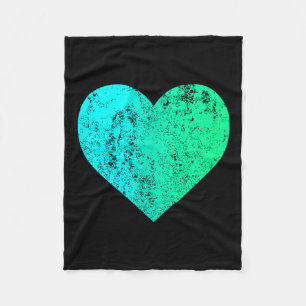 I Love You Teal Heart Distressed Valentine's Day  Fleece Blanket