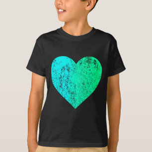 I Love You Teal Heart Distressed Valentines Day T-Shirt