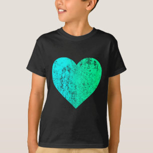 I Love You Teal Heart Distressed Valentine's Day  T-Shirt