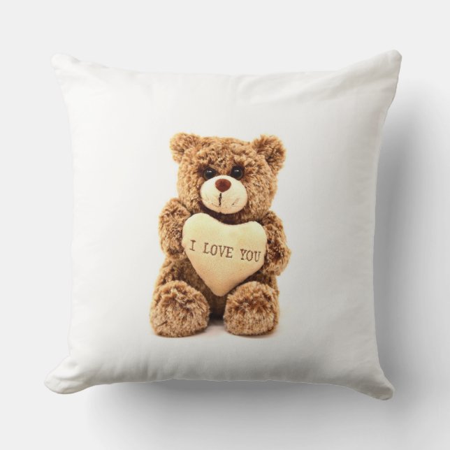 I love You Teddy Bear Throw Pillow (Front)