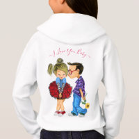 I Love You Text Hoodie Romantic Couple - Kiss