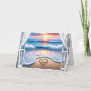 I Love You Text In Beach Sand for Anniversary Card