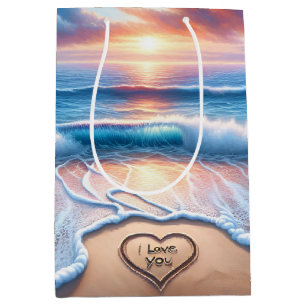 I Love You Text In Beach Sand Medium Gift Bag