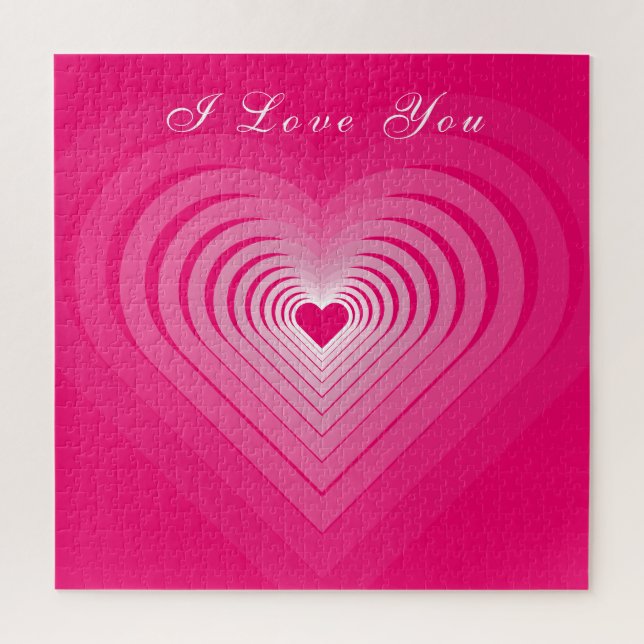 I Love You Text Jigsaw Puzzle with Hearts (Vertical)