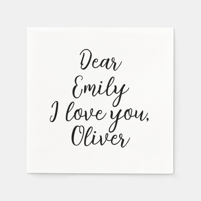  I Love You Text Template Napkin (Front)