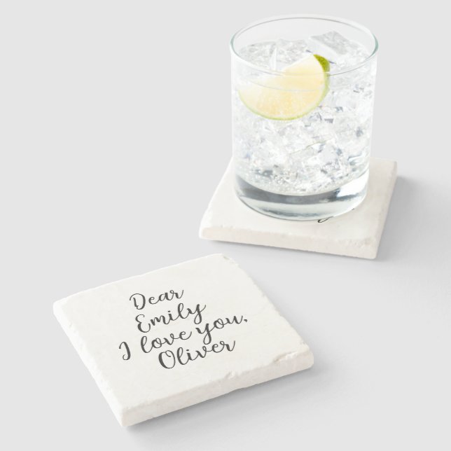I Love You, Text Template Stone Coaster (Side)