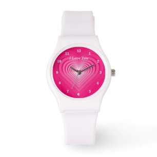 I Love You Text Watch Gift  with Pink Hearts