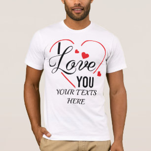 I Love You text with red heart shape graphic for V T-Shirt