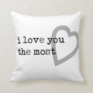 i love you the most cute heart throw pillow