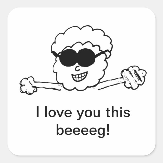 I love you this beeeeg! (plain) square sticker (Front)