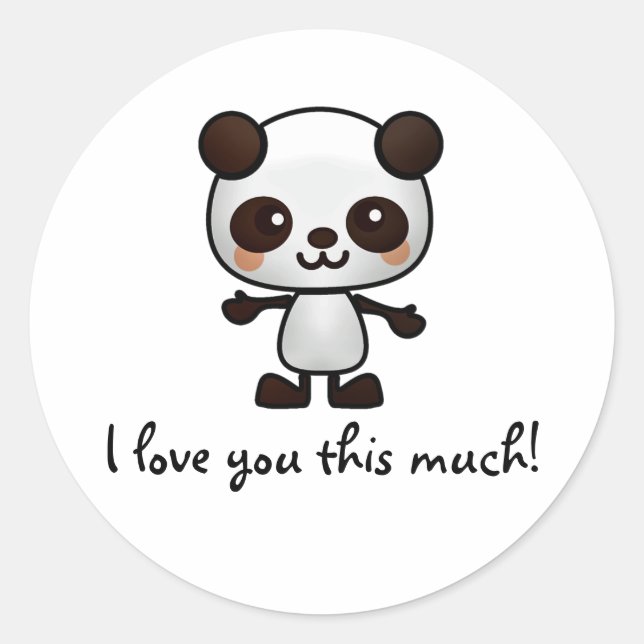 I Love You This Much Panda Classic Round Sticker (Front)