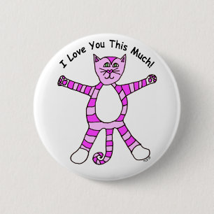 "I Love You This Much" Pinky Cat Button