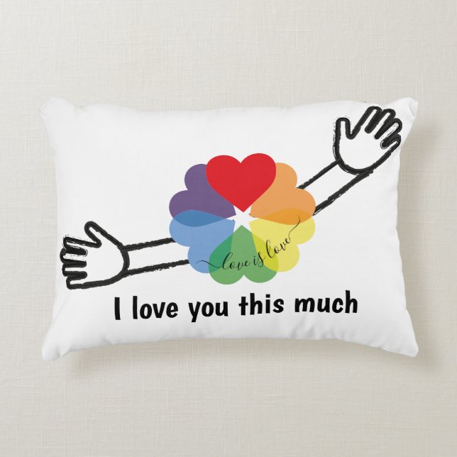 I Love You This Much Rainbow Heart  Accent Pillow (Front)