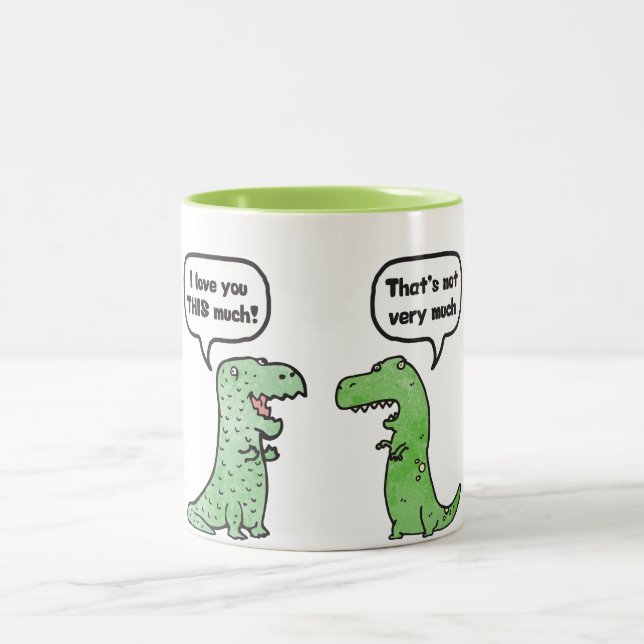 I Love You THIS Much (T-Rex) Two-Tone Coffee Mug (Center)