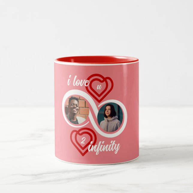 I Love You To Infinity Personalized Two-Tone Coffee Mug (Center)