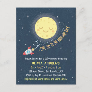 I Love You to the Moon and Back Baby Shower Invitation