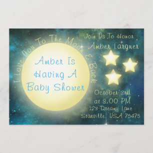 I Love You To The Moon and Back Baby Shower Invite
