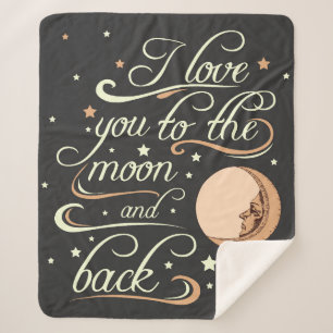 I Love You To The Moon And Back Black Sherpa Blanket