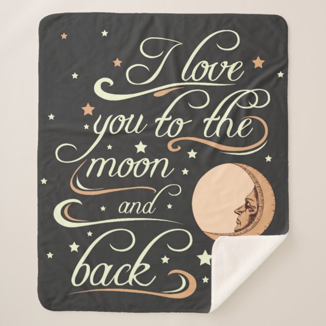 I Love You To The Moon And Back Black Sherpa Blanket (Front)