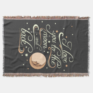 I Love You To The Moon And Back Black Throw Blanket