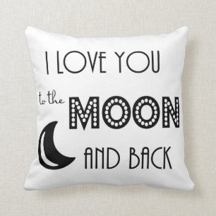 i love you to the moon and back black white throw pillow
